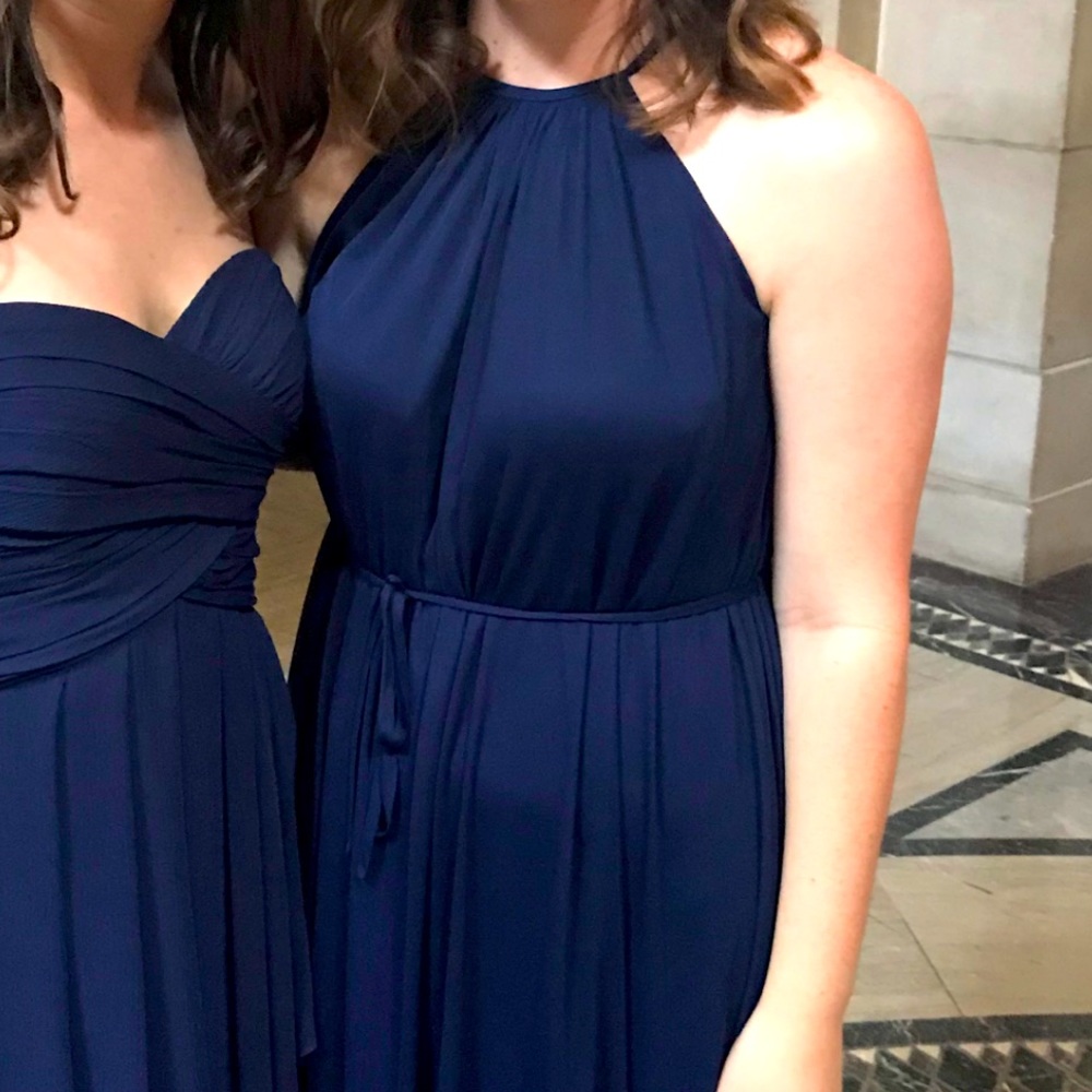 David’s Bridal Marine Halter Bridesmaid Dress